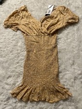 Nwt Urban Outfitters Lumiere Medium Yellow Floral Smocked Mini Dress Vneck Boho