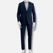  395 Nautica Men's Blue Modern-Fit Pindot Stretch 2-Piece Jacket Pants Suit 38S