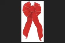 32852 - 10" Red Velvet Bow w Gold - [Pod 2-44]
