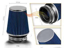 Blue 3 76mm Inlet Narrow Air Intake Cone Replacement Quality Dry Air Filter