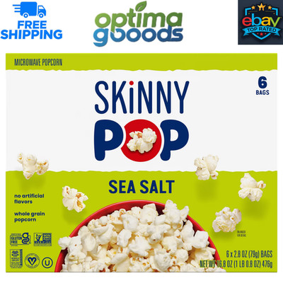 SkinnyPop Gluten-Free Sea Salt Microwave Popcorn, 2.8 oz., 6 Count