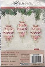 NIP HERRSCHNERS JEWELED EGGS FUCHSIA SATIN ORNAMENT KIT