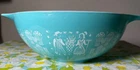 Vintage Pyrex AMISH BUTTERPRINT TURQUOISE 444 Cinderella Mixing Bowl 4 Qt