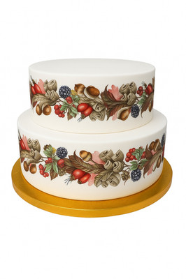Cake Topper Essbar Glasur Blech Herbst Beere Nüsse Saisonal Torten Bordüre Deko