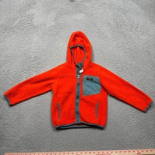 LL Bean Boy's Sweater Size 4 Orange Fleece Full Zip Hooded Sweatshirt Otudoor