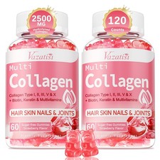 2 Pack Sugar Free Collagen Gummies for Women  Men  60 Count Pack of 2 
