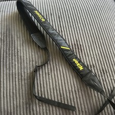 Vintage Nikon nikkor Camera Neck Strap Black Yellow Logo missing clips
