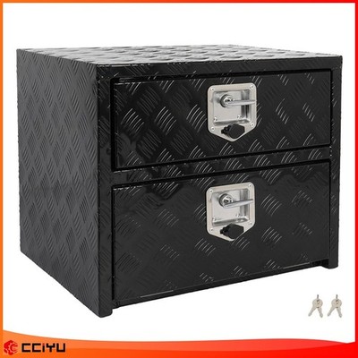 24''x18''x20'' Aluminum Storage Tool Box 2x Chain & 2x Lock For Truck Home Garage
