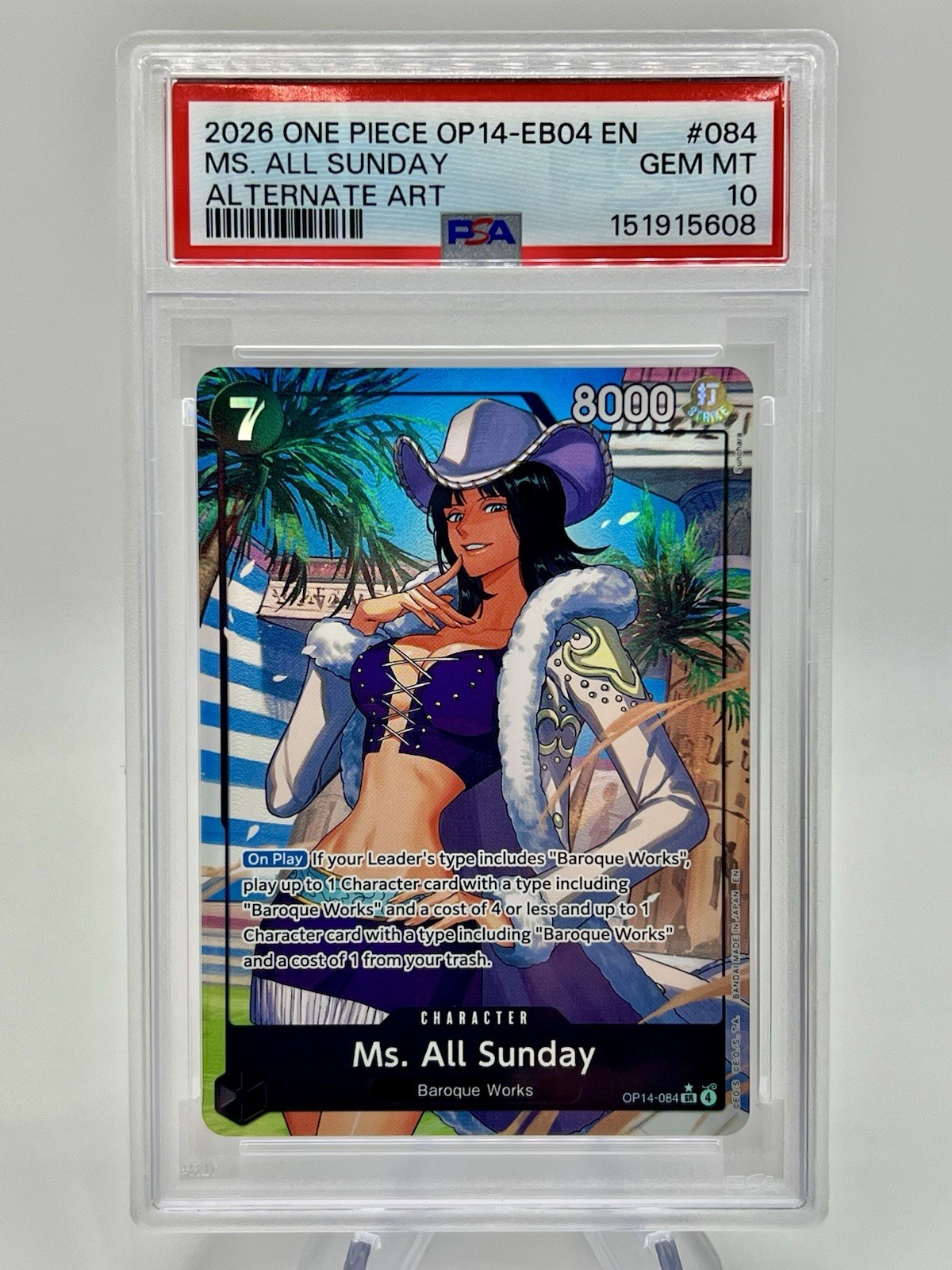 2026 One Piece OP14-EB04 EN #084 Ms. All Sunday Alternate Art PSA 10 GEM MINT