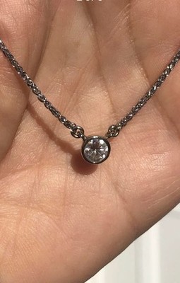 SCHÖNES 14KT Weißgold Minenschliff Diamant Collier/Anhänger