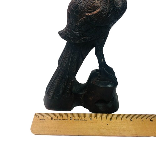 Vintage Peacock Hand Carved Wood Folk Art Decor 8 in H - Picture 19 of 21