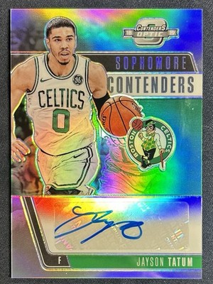 Jayson Tatum 2018 Panini Contenders Optic Silver Prizm Auto /99 Celtics #SC-JTT
