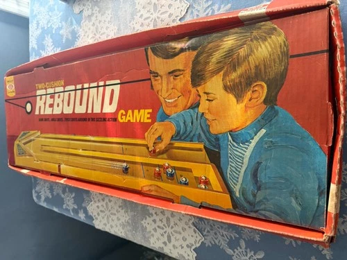 Vintage 1970 IDEAL REBOUND TWO-CUSHION Action Game w/ Box No. 2035-4. Box, Board