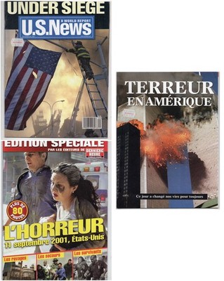 Lot of 3 9/11 September 11 Magazines (English & French) Terror Attacks