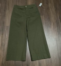 NWT 120 Anthropologie Colette Crop Wide Leg Stretch Pants Maeve Holly Green 29P