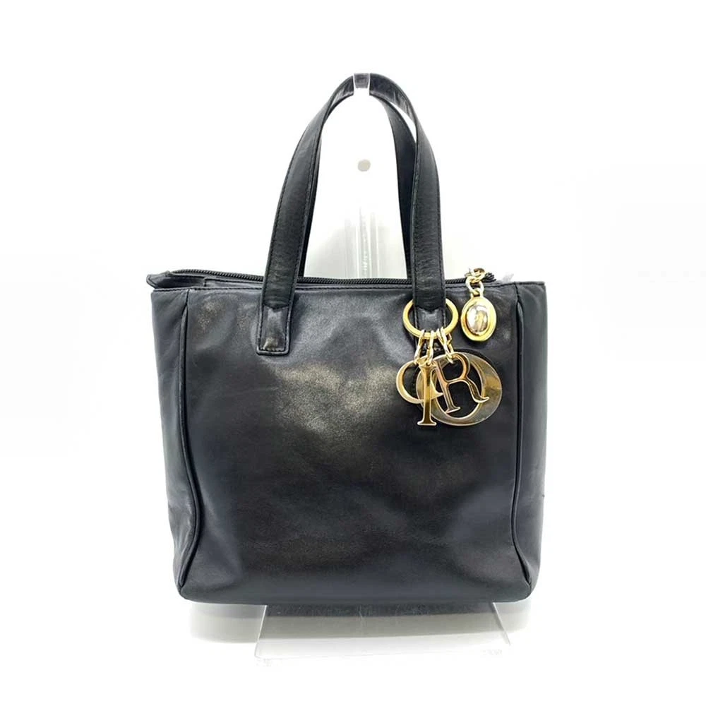 Dior — Christian Dior handbag with logo charm, square, AB grade, leather, pre-owned