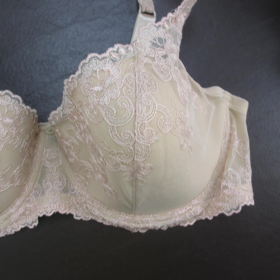 Sutiã Ambrielle Feminino 42D Bege Rosa Renda Acolchoado Alças Ajustáveis - Imagem 4 de 4