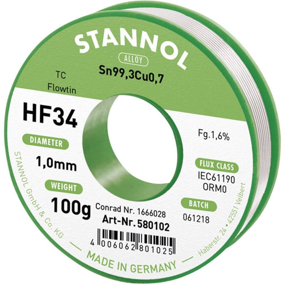 Étain à souder sans plomb 1,0mm Stannol HF34 Flowtin TC bobine étain soudure électronique
