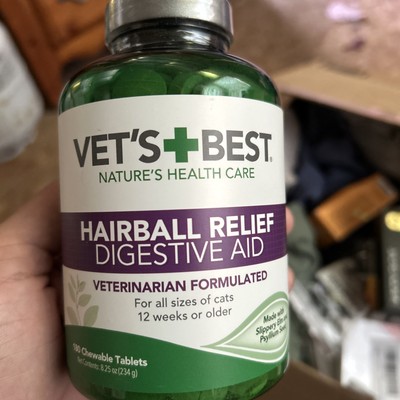 Vet s Best Cat Hairball Relief Digestive Aid 180 Chewable Tablets Sealed 2/2027