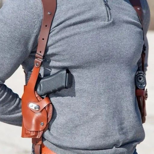 Custom Leather Double Vertical Roto Shoulder Holster - Available All Gun Models - Image 3 of 4