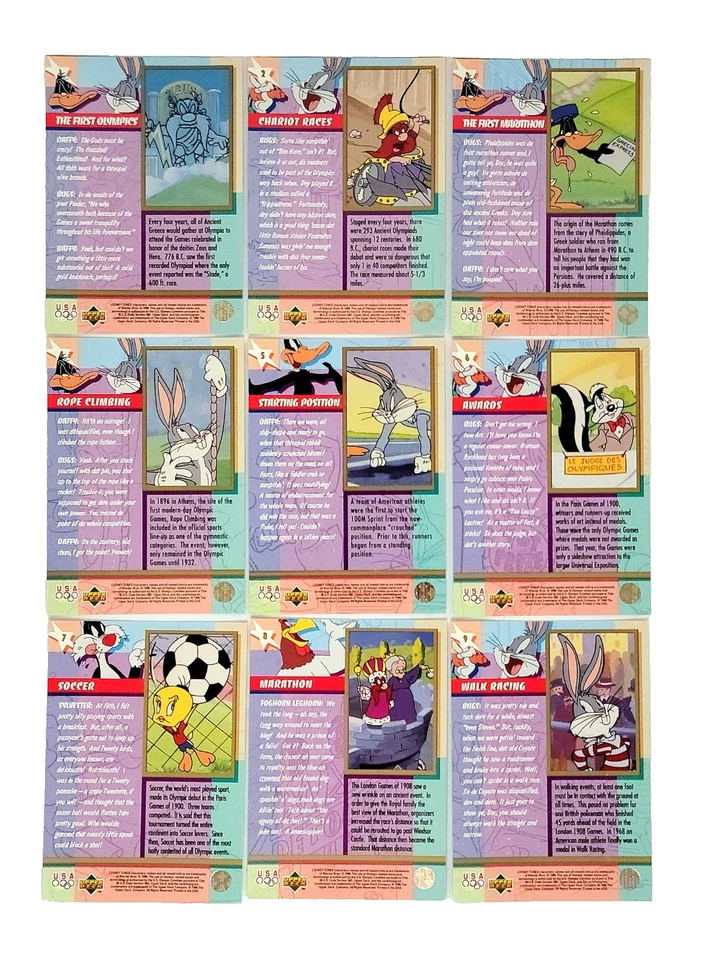 Tarjetas coleccionables olímpicas Looney Tunes 1996 (incompletas) + 10 Stick Ums, 5 arañazos Foto 4 de 4