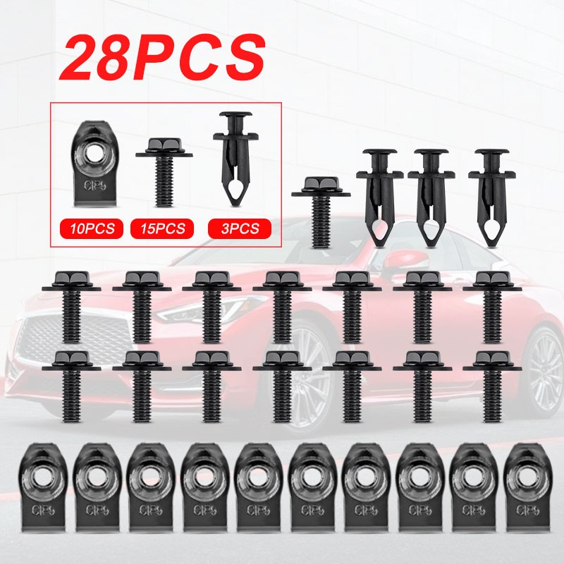 Car Engine Splash Shield Bumper Hardware Kit Body Bolt Screw Nut Clip Rivet Kit