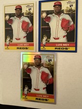 2025 Topps Heritage High Number RC Luis May (3): Base, Blue Border, Chrome Refra