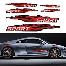 TOMALL 6Pcs Sport Flame Graphics Car Body Side Stickers Flame Racing Sports Red