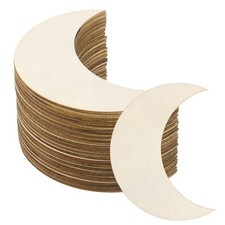 4"x1.5" Wooden Moon, 50 Pack Unfinished Wood Moon Blank Wooden Cutouts