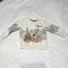 Dr. Seuss Grinch Unisex Kids Christmas Pullover Sweatshirt White Graphic Print