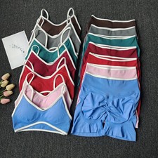 Peach Buttock Yoga Suit Women Gym Seamless Suspender Gathering Bra High Waist...