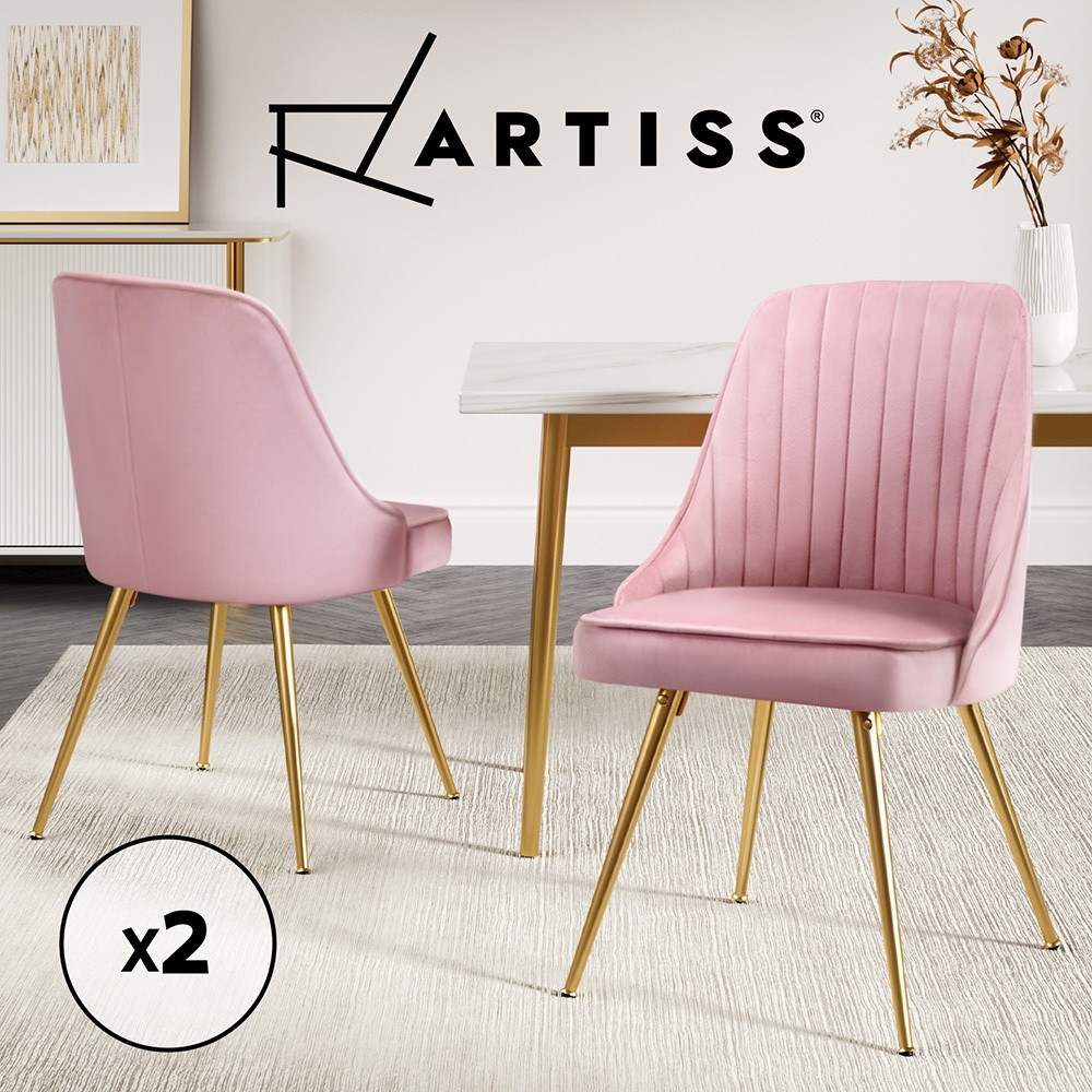 Artiss 2x Dining Chairs Retro Chair Cafe Kitchen Velvet Channel