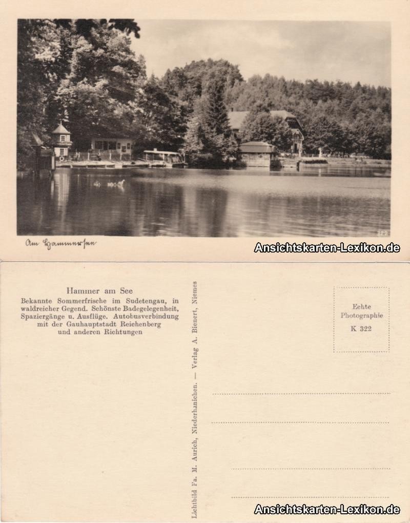 Hammer am See Hamr na Jezeře Restaurant am See - Foto AK 1935