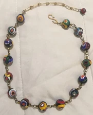 VTG 50s 60s Venetian Millefiori Murano Art Glass Bead  16" Necklace