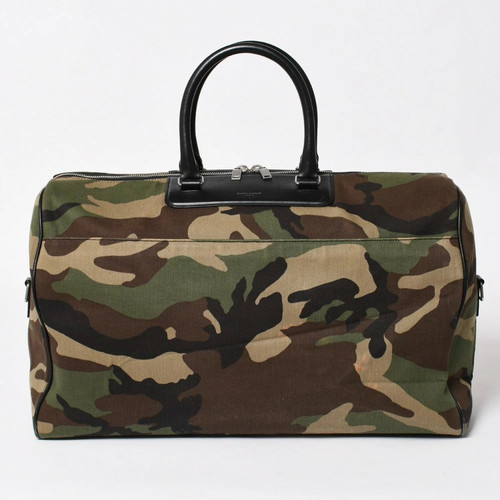 YVES SAINT LAURENT Camouflage Pattern 533216 Handbag Cotton / Leather #WSB9144