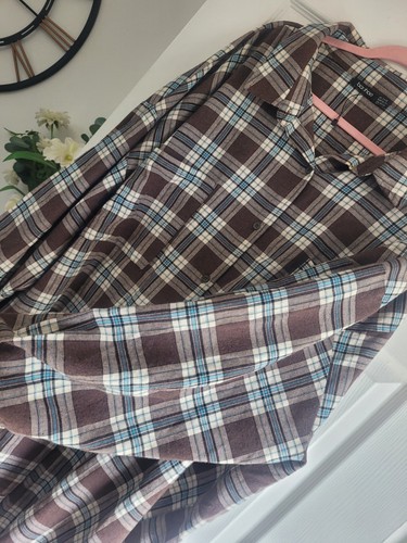 Ladies Size 24 26 28 30 Brown Check Shirt Long Plus Curves Bnwt - Picture 6 of 10