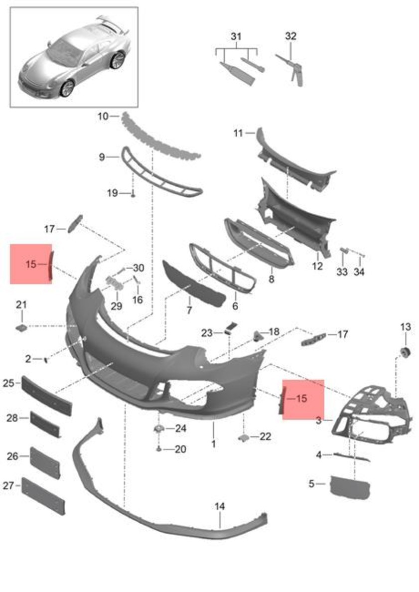Genuine PORSCHE 991 Gt3 Rs Spoiler Left Black 991505527901E0 | eBay