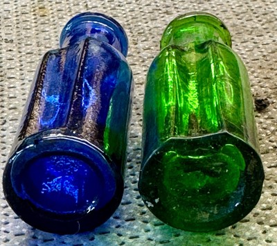 Extrem seltene / einzigartige KOBALTBLAUE 1890 er Glas MARKER TINTE Flasche (K237)