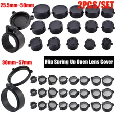 2x Flip Up Scope Covers Rifle Scope Protect Objective Cap Lens Cover for Caliber