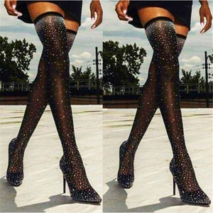 rhinestone stocking boots