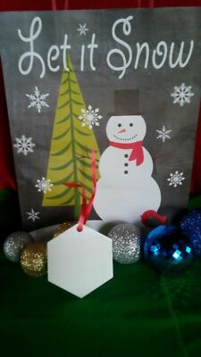 Christmas Hex Ornaments TWO-SIDED WHITE Aluminum Dye Sublimation Blanks, 50PCs