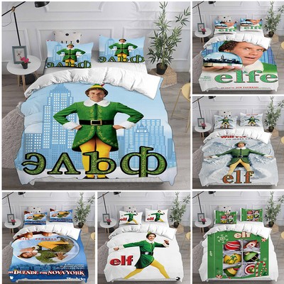 Cosplay Elf Buddy Santa Claus Xmas Bettbezug Bettwäsche Set Kissenbezug Quilt