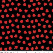 1/4 Yard 9x42 Riley Blake "All My Heart" Toss Black Valentine's Day Quilt Cotton