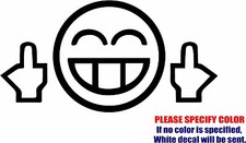 MIDDLE FINGER SMILEY 02 Graphic Die Cut decal sticker Car Truck Boat Window 12"