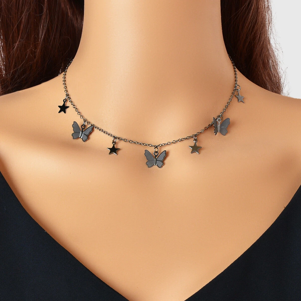 Black colour necklace deals