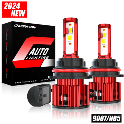 Pair 9007 LED Headlight Bulbs Kit 6500K White Hi/Lo Beam Light 3570 CSP Bulbs