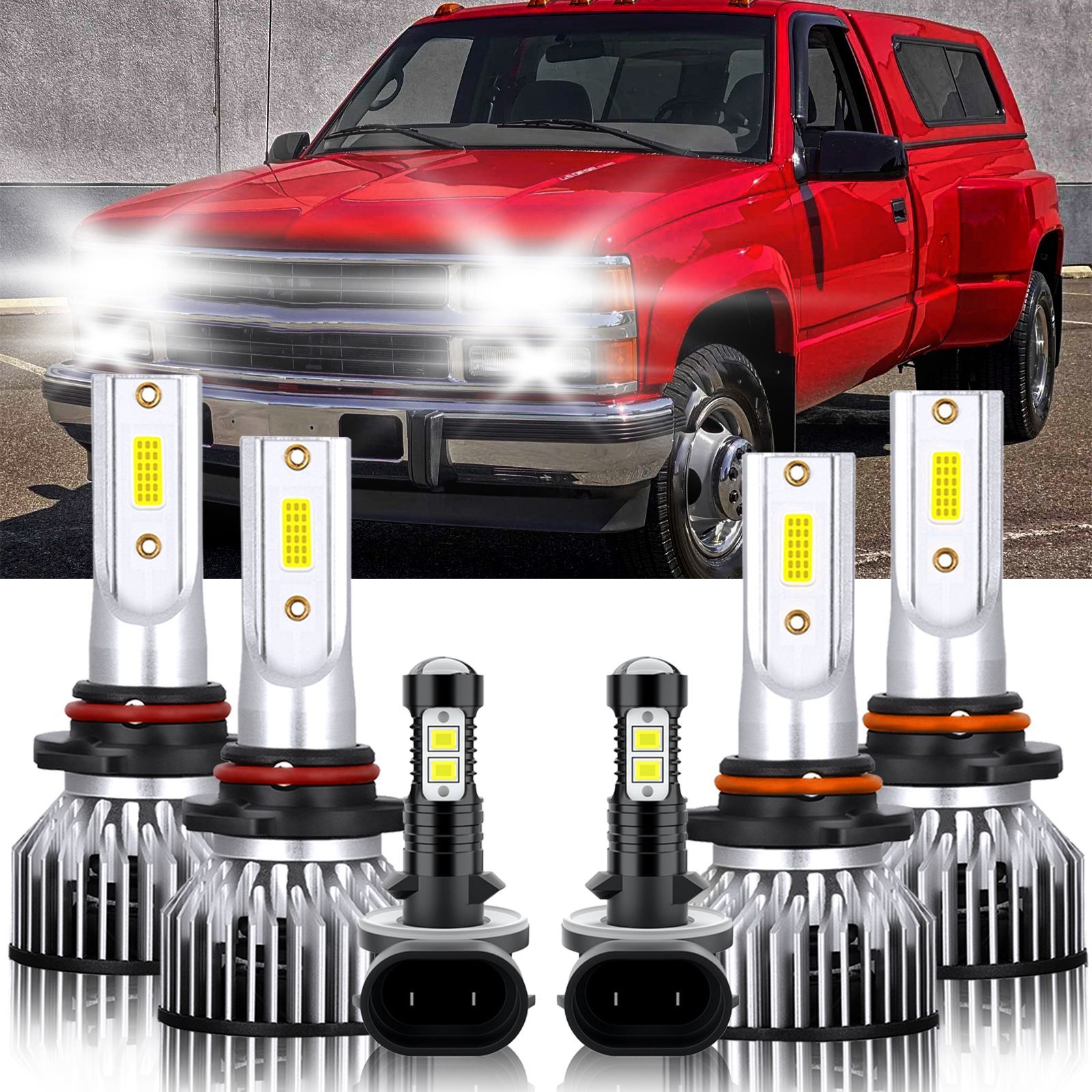 For Chevrolet C1500 1999-1999 6x LED Headlight Kit + Fog Light Bulbs White Combo
