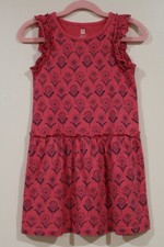 Tea Collection Girls Size 4 Pink And Blue Floral Ruffle Sleeve Drop Waist Dress
