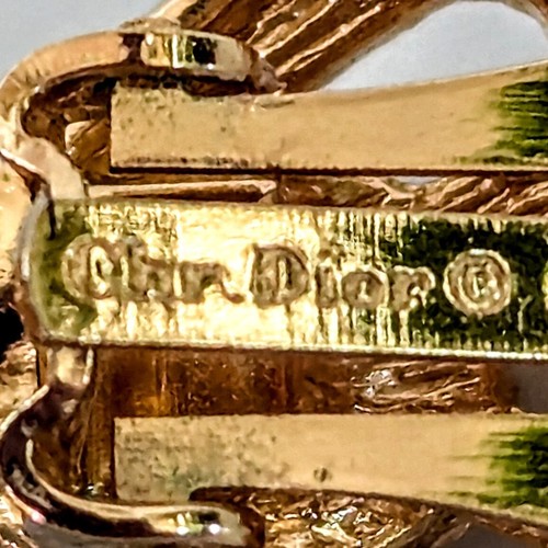 CHRISTIAN DIOR orecchini clip goccia strass placcato oro vintage 1 3/4" - Foto 5 di 5