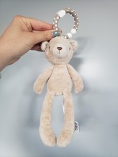 Mamas & Papas Beige Teddy Bear Soft Clip On Pram Rattle Comforter Toy